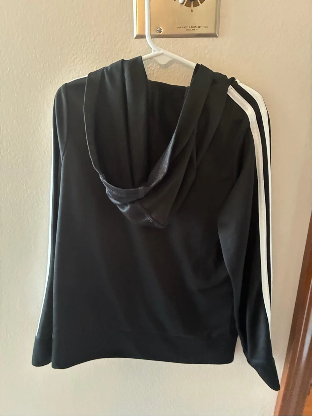 Boys Adidas Black Track Jacket with White Stripes